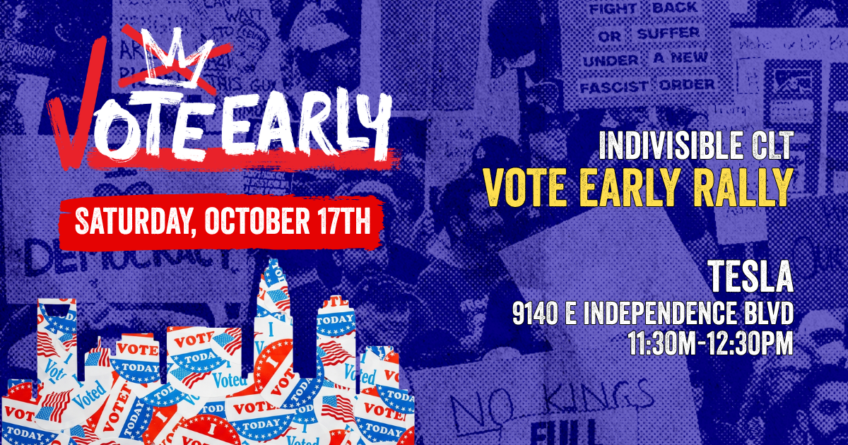 No Kings: VOTE EARLY! Rally (10/17) - Tesla in Matthews