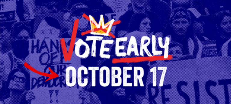 No Kings: Vote Early SACRAMENTO BANNER DROP AT US 50 and 51st St