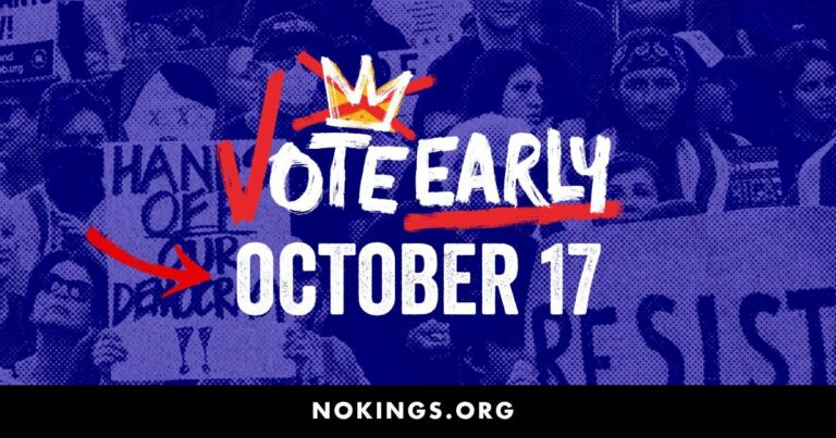 No Kings, No Thrones, No Crowns Early Vote Tabling